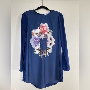 Long sleeved royal blue dress